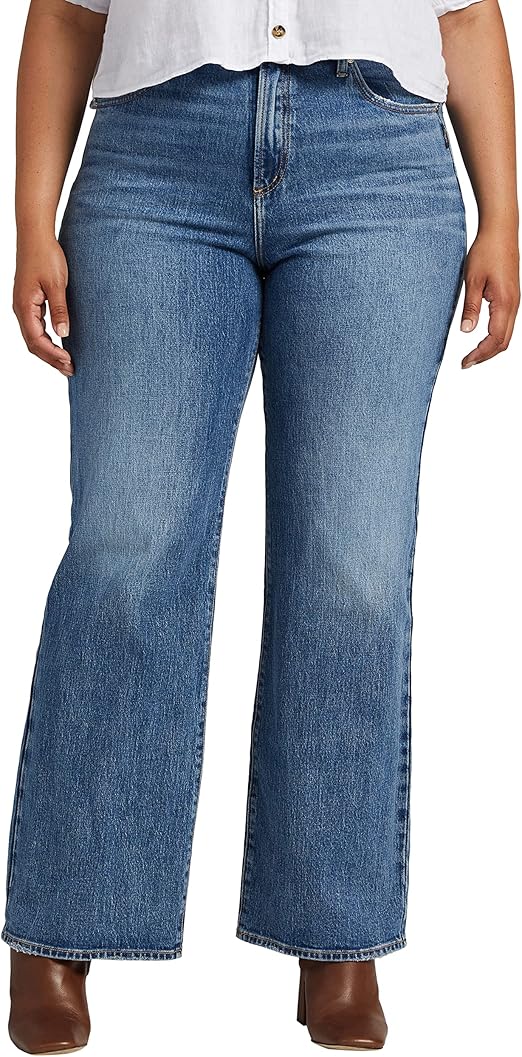 Silver Jeans Co. Women's Plus Size Highly Desirable High Rise Trouser Leg Jeans-Legacy