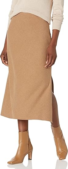 Vince Women's Brushed Flannel Side Slit Slip Skirt