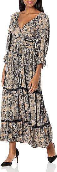 Angie Women's Long Sleeve Maxi Dress with Cutout