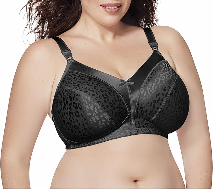 Just My Size Wireless Bra Pack, Full Coverage, Leopard Satin, Wirefree Plus-Size Bra, (Sizes from 32C to 50DD)