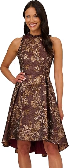 Adrianna Papell Women's Ruffle Jacquard Dress