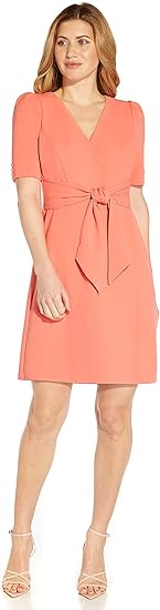 Adrianna Papell Women's Crepe Tie Front Wrap Dress