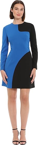 Donna Morgan Women's Color Block Long Sleeve Mini Dress