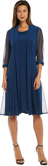 R&M Richards Womens Plus Embellished Evening Two Piece Dress