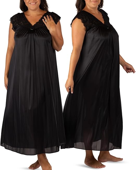 Shadowline Women's Plus-Size Silhouette 53 Inch Short Cap Sleeve Long Gown