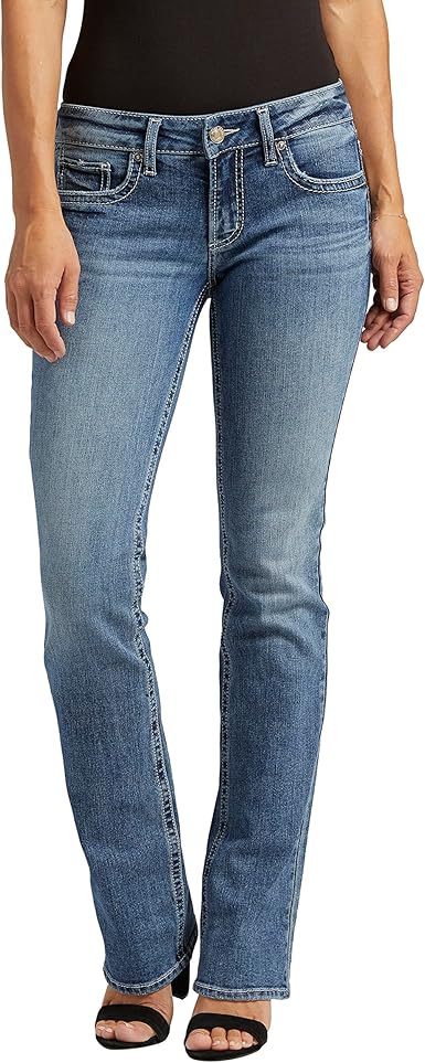 Silver Jeans Co. Women's Britt Low Rise Curvy Fit Slim Bootcut Jeans