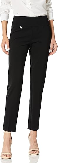 SLIM-SATION Women's Solid Knit Pull on Easy Fit Ankle Pant with Hem Vent