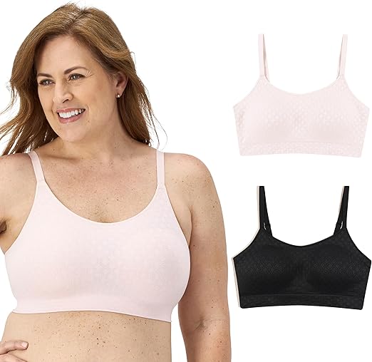 PLAYTEX Women's US4P31 Seamless Comfort Smoothing Wireless Bra with Comfortflex Fit (2 Pack)