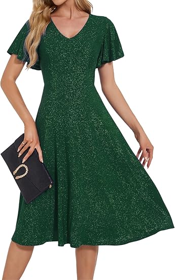 Bridesmay Cocktail Dresses for Women 2024 Wedding Guest Midi Dress with Sleeves Formal Tea Party Dress for Women