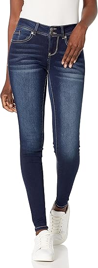 WallFlower Women's Ultra Skinny Mid-Rise Insta Soft Juniors Jeans (Standard and Plus), Lake Pure, 7 Long