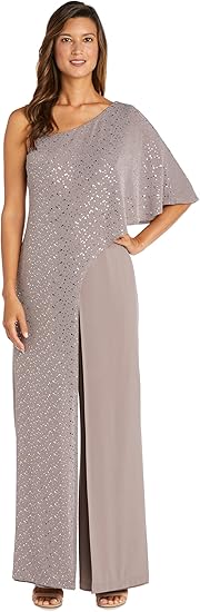 R&M Richards Womens Knit One Shoulder Jumpsuit