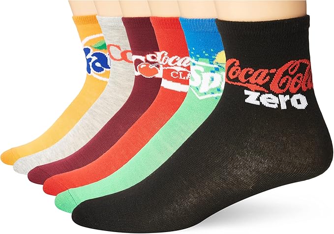 Coca-Cola Unisex 6 Pack Crew Vending Machine Box Casual Sock, Assorted Multi, 9-11 US