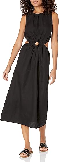 The Drop Women's Sade Linen Cut Out Midi