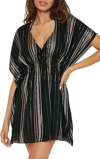 BECCA Women's Radiance Woven Tunic, Striped, Beach Cover Ups