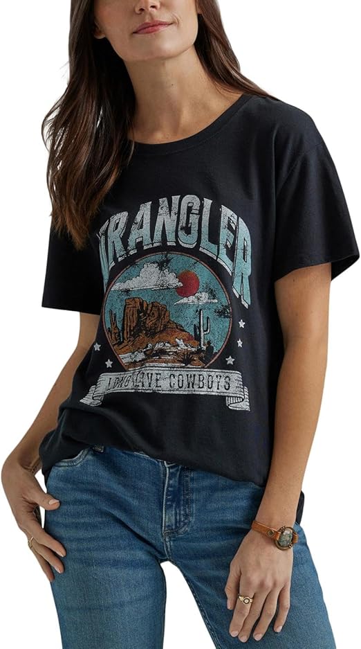 Wrangler Retro Women's Short Sleeve Boyfriend Fit T-Shirt - Jet Black