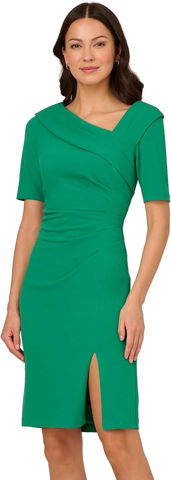 Adrianna Papell Womens Stretch Crepe Dress, Vivid Green, 6 US