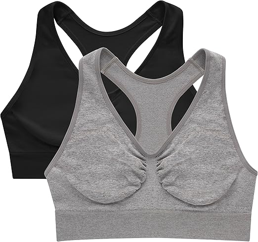 Hanes Women's Seamless Racerback Bra, Pullover Full-Coverage Bralette, 2-Pack