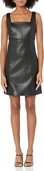 The Drop Women's Hank Vegan Leather Square Neck Mini Dress