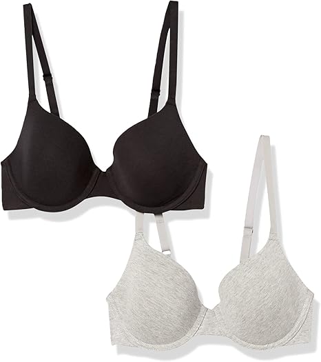 Amazon Essentials Women's Comfortable Underwire T-Shirt Bra, Pack of 2