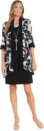 R&M Richards Womens 2PC Printed Two Piece Dress