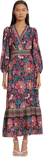 Donna Morgan Women's Surplus Bodice V-Neck Maxi Dress