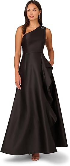 Adrianna Papell Women's One Shoulder Mikado Gown