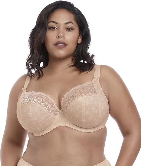 Elomi Women's Plus-Size Kim Stretch Lace Underwire Plunge Bra Bra, Caramel, 34HH