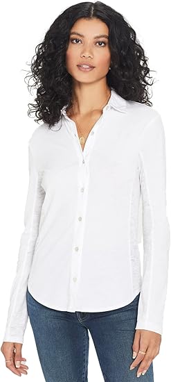 Goldie Lewinter Women's Jersey + Slub Button Down Shirt