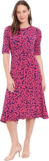 London Times Flattering Fit-and-Flare Midi Cocktail, Wedding Guest, Summer, and Work Dresses for Women