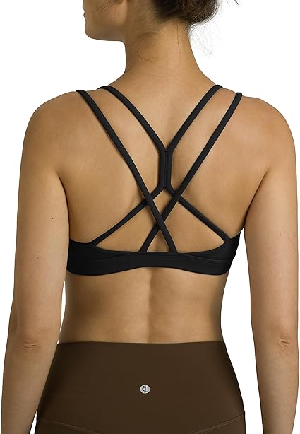 Colorfulkoala Women's Dreamlux Strappy Sports Bra Crisscross Back Yoga Tops with Molded Foam Cups