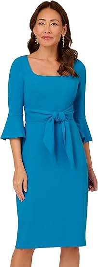 Adrianna Papell Women's Bell Sleeve Tie Front Dress