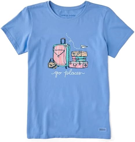 Life is Good Women's Go Places Luggages Short Sleeve Crusher Tee