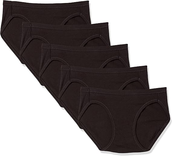 Hanes Ultimate Women's Bikini Panties Pack, Moisture-Wicking Bikini Underwear, Moderate Coverage, 5-Pack (Colors May Vary)