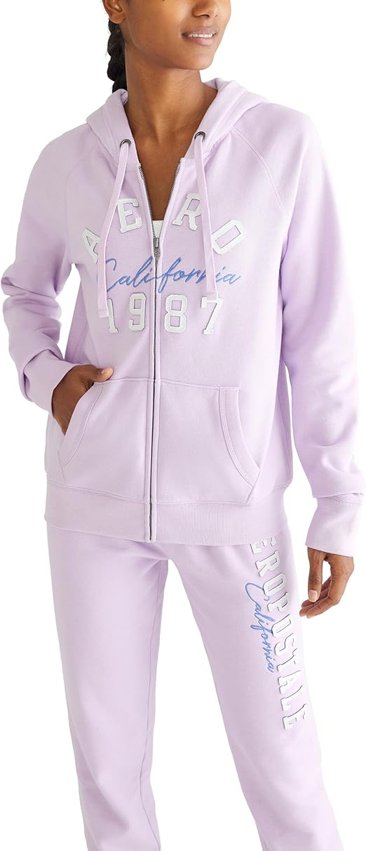 AEROPOSTALE Women's Aero Logo Full Zip Hoodie- Arches- Aero 1987 California