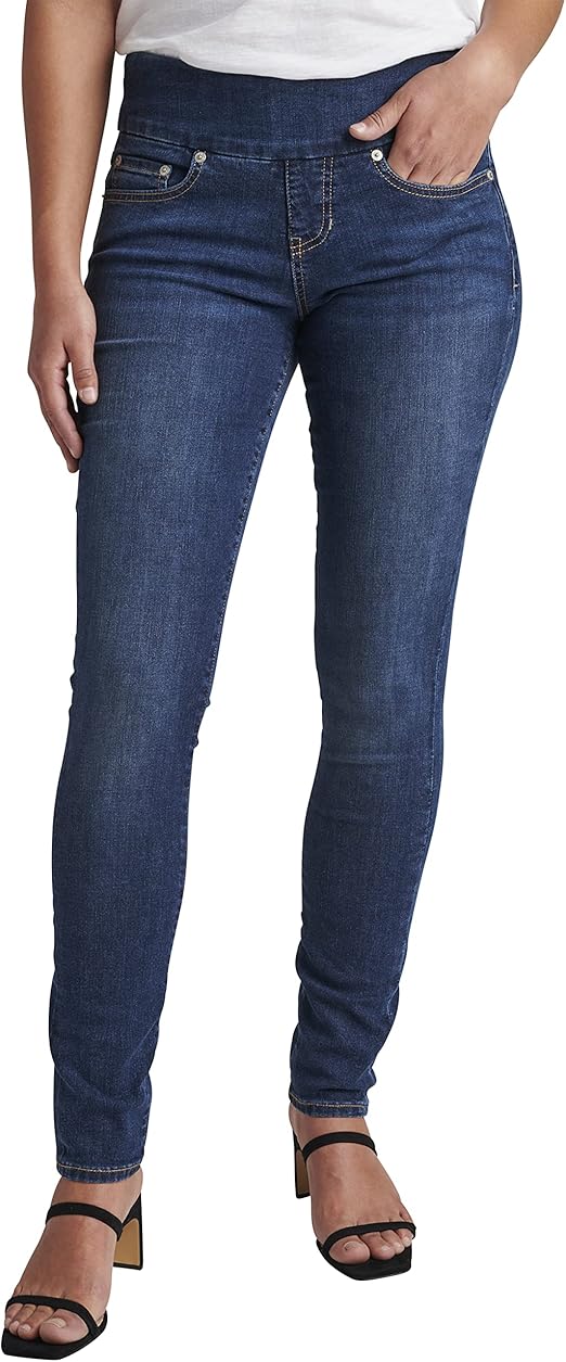 JAG Women's Nora Mid Rise Skinny Pull-on Jeans, Anchor Blue