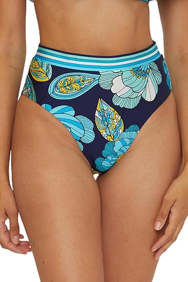 Trina Turk Women's Standard Pirouette High Waisted Bikini Bottom, Floral Print, Cheeky Coverage, Swimwear Separates