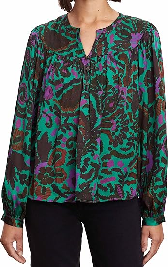 Velvet by Graham & Spencer Women's Reeve Amazon Printed Satin Blouse