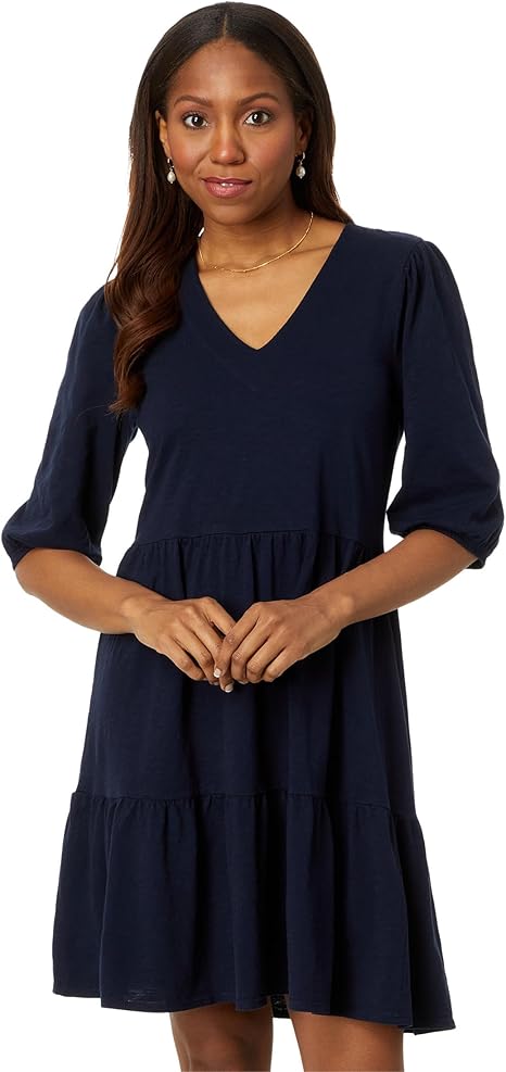 NIC+ZOE Women's Elbow Sleeve V-Neck Dress