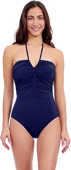 Profile by Gottex Women's Tutti Frutti Navy Sweetheart Front Twist One Piece Bathing Suit with Adjustable Straps Soft Cups