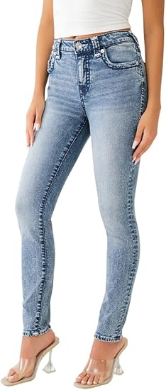 True Religion Women's Halle Midrise Skinny Super T Flap Jean