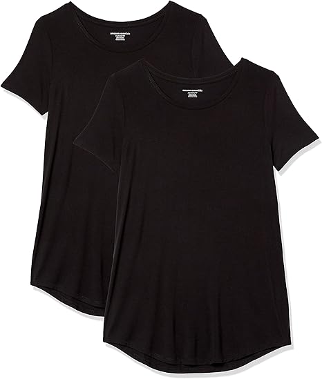 Amazon Essentials Women's Short-Sleeve Scoopneck Tunic, Pack of 2