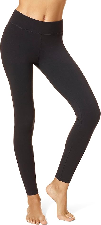 HUE Women's Ultra Soft Cotton Leggings with Wide Waistband, Full and Capri Length