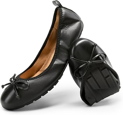 DREAM PAIRS Women's Flats, Foldable Ballet Flats for Women, Bowknot Round Toe Comfort Light Weight Slip-On Dress Shoes