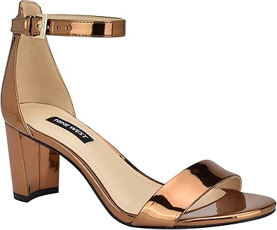 Nine West Women's PRUCE Heeled Sandal, Bronze Mirror Metallic 751, 11