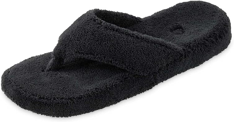 Acorn Women's Spa Thong Slippers with Cloud Contour Comfort - Arch Support and Plush Fluffy Terry Lining, Perfect for Beach, Camping, Poolside, or Bathroom Wear