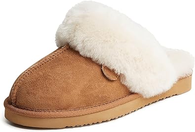 Dearfoams womens Fireside Sydney Shearling Fur Indoor/Outdoor Scuff Slipper With Wide Widths