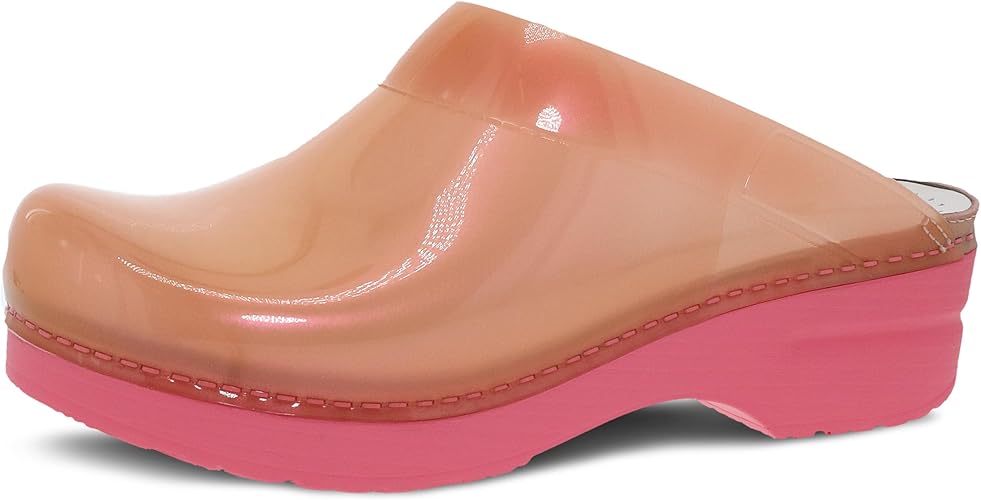 Dansko Sonja Translucent Slip-on Mule Clog for Women - Anti-Fatigue Rocker Bottom Promotes Forward Foot Motion - Jelly-Soft, Candy-Colored Shell