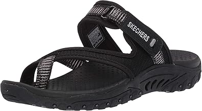 Skechers Women's Reggae-Seize The Day-Toe Thong Sandal Flip-Flop, Black, 11 M US