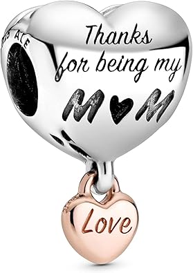 Pandora Love You Mom Heart Charm Bracelet Charm Moments Bracelets - Stunning Women's Jewelry - Gift for Women in Your Life - Made Rose & Sterling Silver