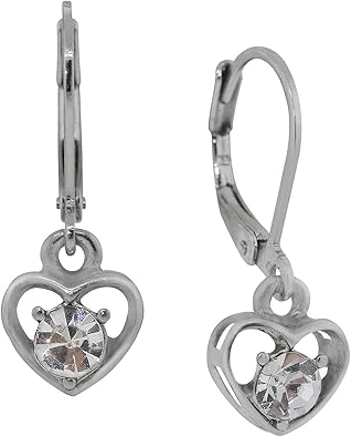 1928 Jewelry Clear Crystal Petite Heart Drop Earrings